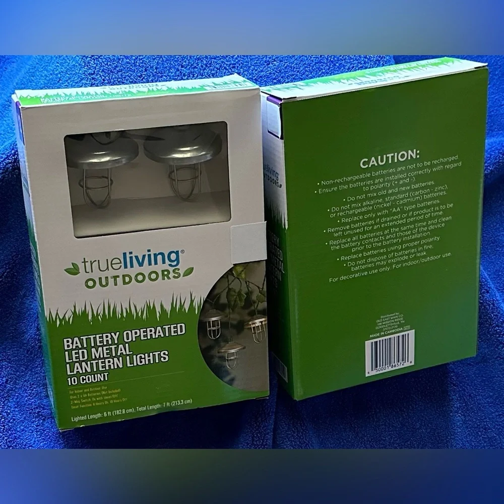 2 Boxes-Battery Operated-LED Metal Lantern String Lights--10 Lanterns Per Box